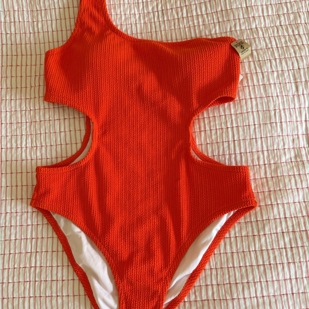 PINK Victoria's Secret One-Shoulder Orange Swimsuit